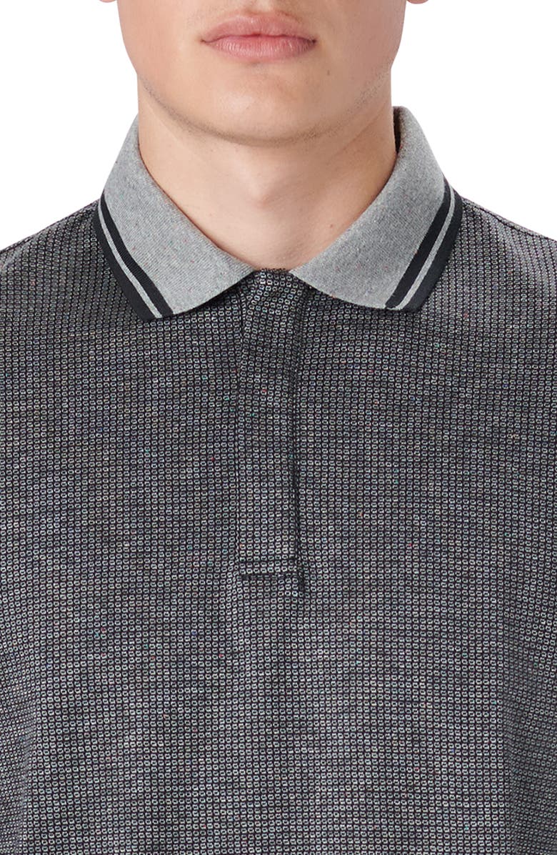Bugatchi OoohCotton<sup>®</sup> Bird's Eye Long Sleeve Polo Shirt, Alternate, color, Black