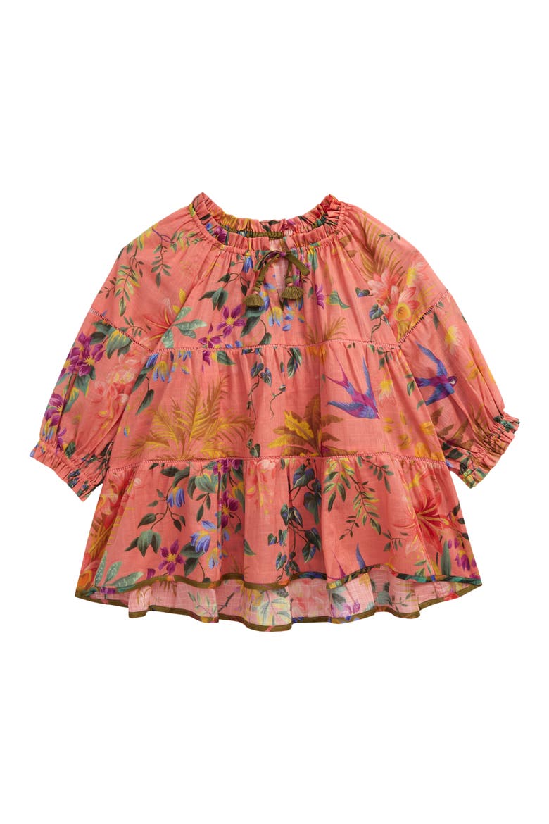 Kids' Tropicana Floral Tiered Cotton Top, Main, color, CORAL FLORAL