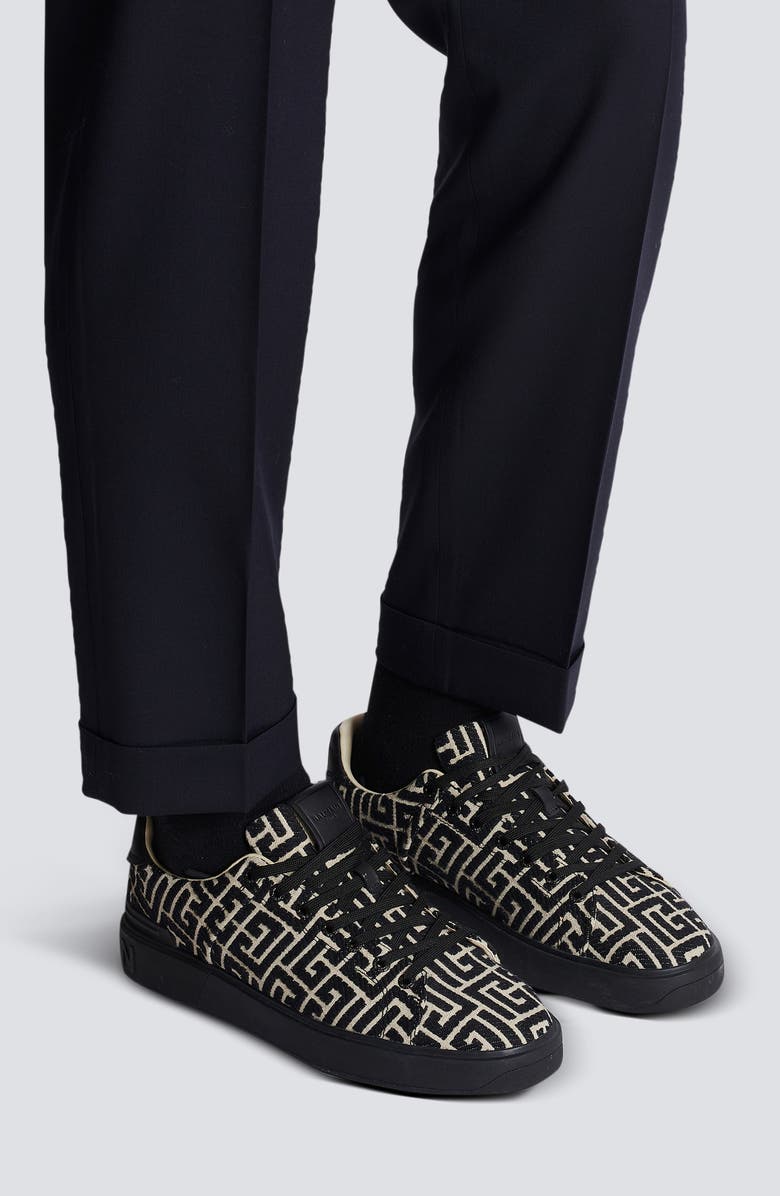 Balmain B-Court Monogram Low Top Sneaker, Alternate, color, Black/ Ivory