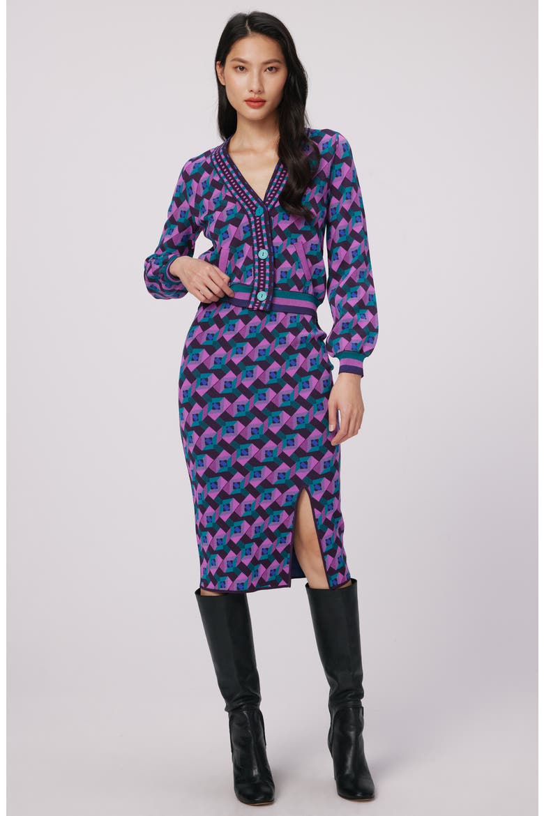 Bryant Geo Print Cardigan, Alternate, color, STAGE BOSS PINK