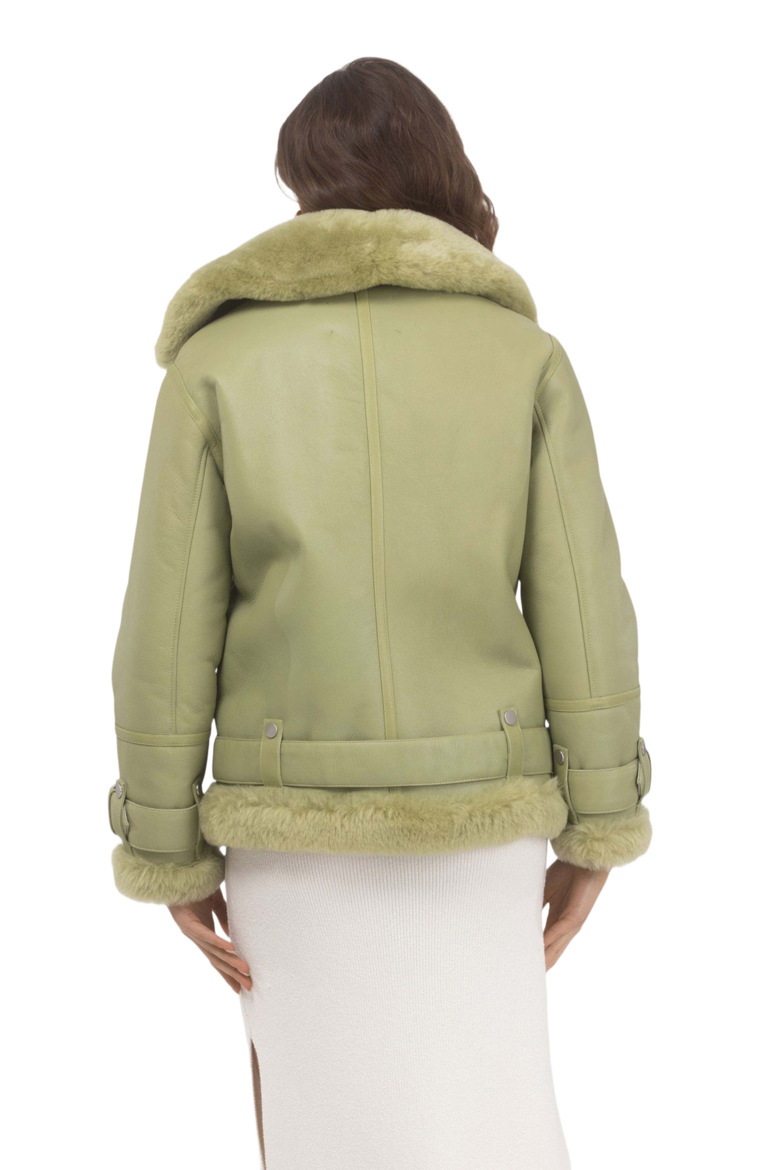 Genuine Shearling Moto Zip Jacket - image 2