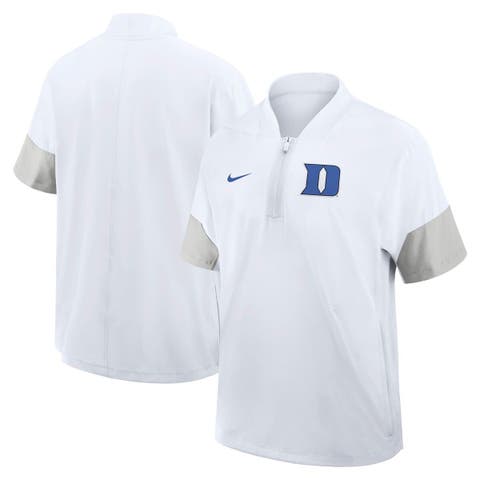 Men's Nike White Duke Blue Devils 2025 Sideline Short Sleeve Quarter-Zip Coach Jacket