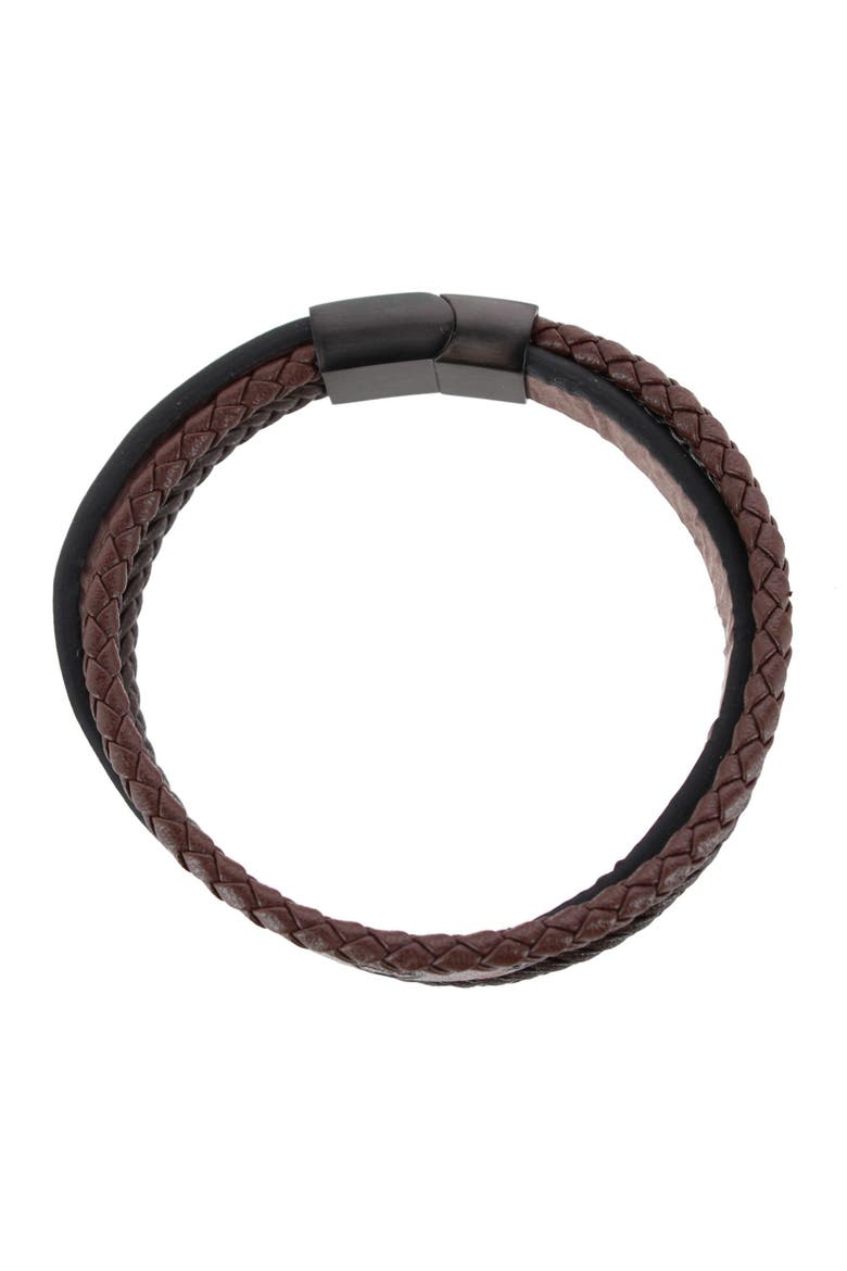 Heritage Oak Tree Leather Tri-Stranded Leather Bracelet, Alternate, color, Brown