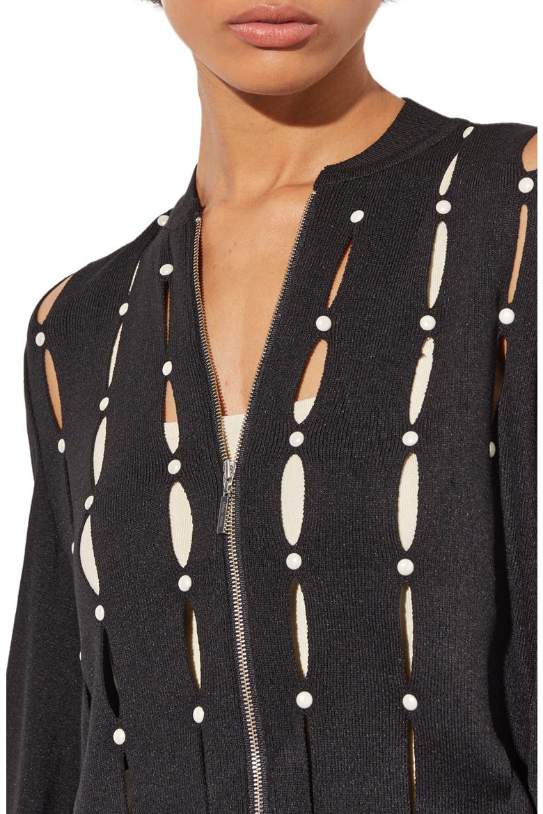 Zip Cardigan, Alternate, color, BLACK