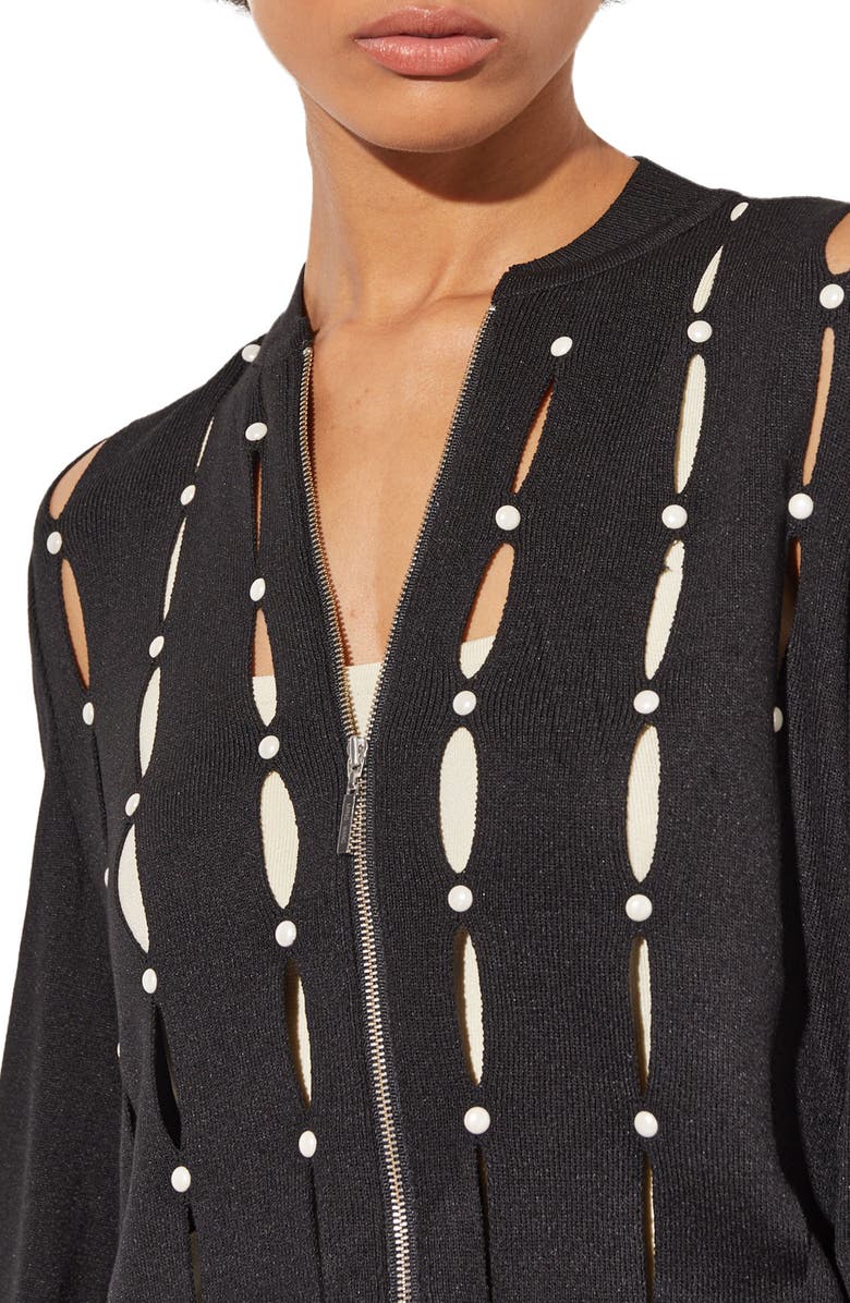 Ming Wang Zip Cardigan, Alternate, color, 