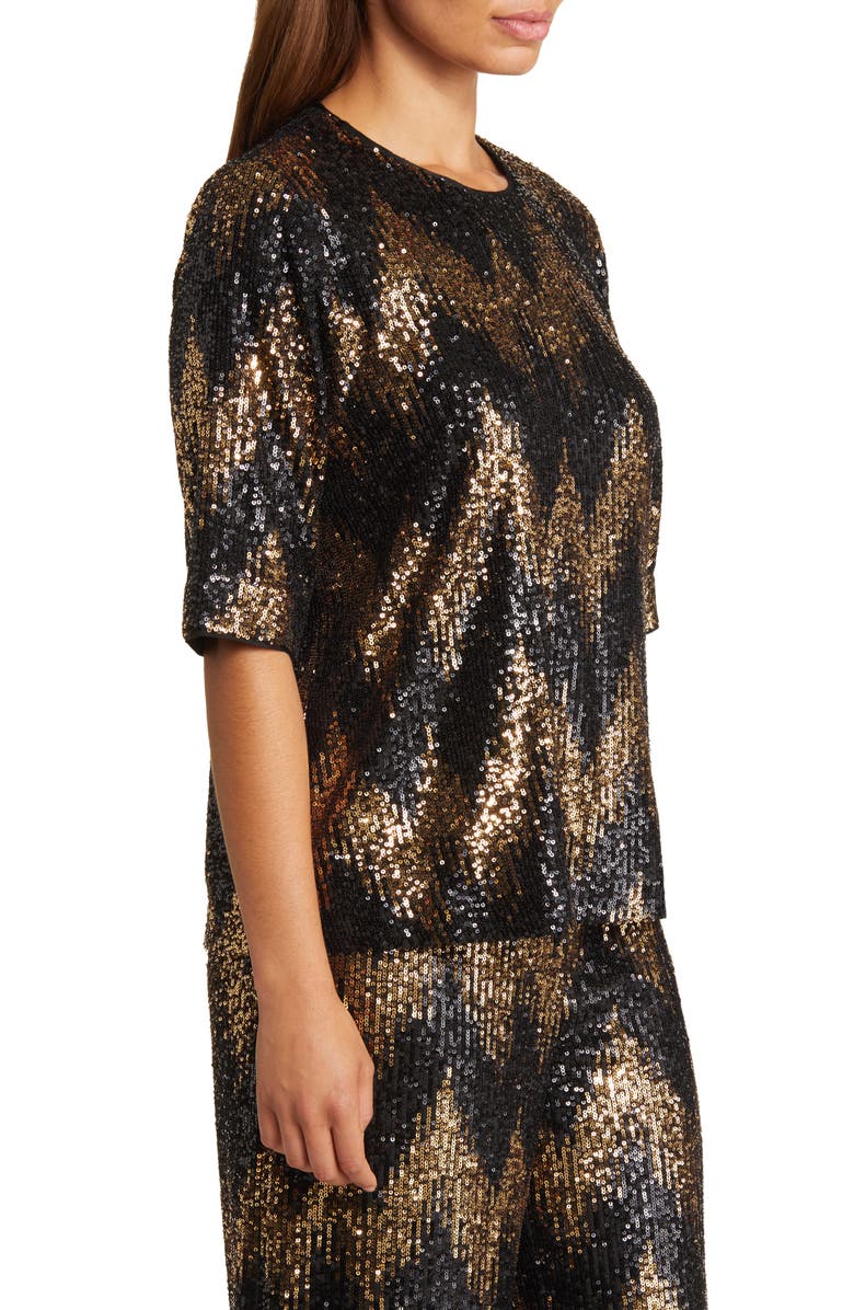 Masai Copenhagen Madaila Chevron Sequin Top, Alternate, color, Black