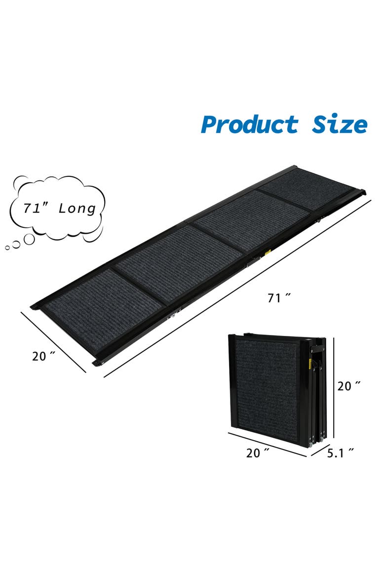 71 x 20 in Foldable Non-Slip Felt Dog Ramp, Alternate, color, Black