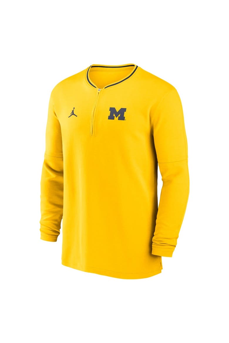 Men's Jordan Brand Maize Michigan Wolverines 2024 Sideline Coach Performance Half-Zip Long Sleeve Top, Alternate, color, Maize