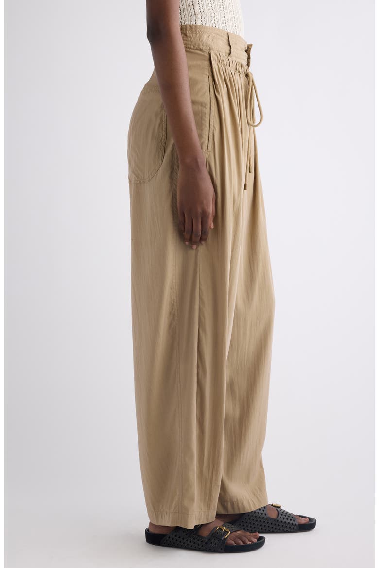 Inaya High Waist Gathered Straight Leg Pants, Alternate, color, KHAKI