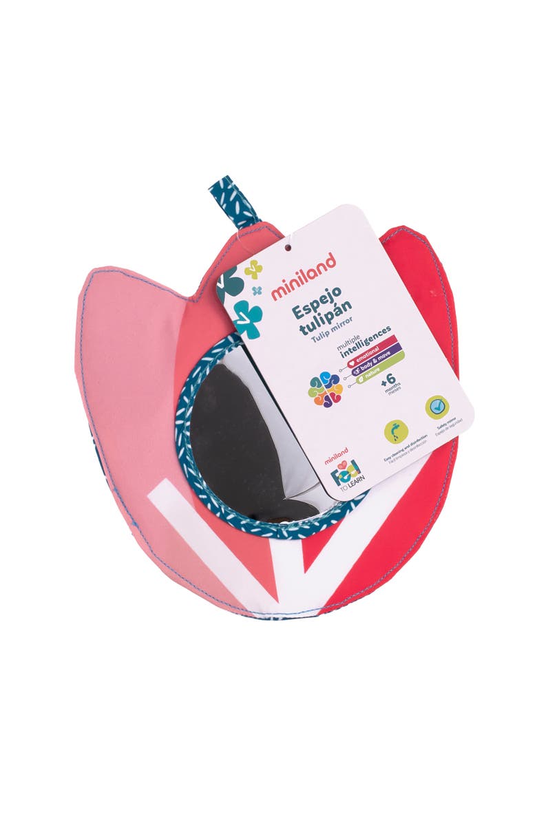Miniland Feel to Learn Baby Crinkle Mirror, Alternate, color, Pink Multi