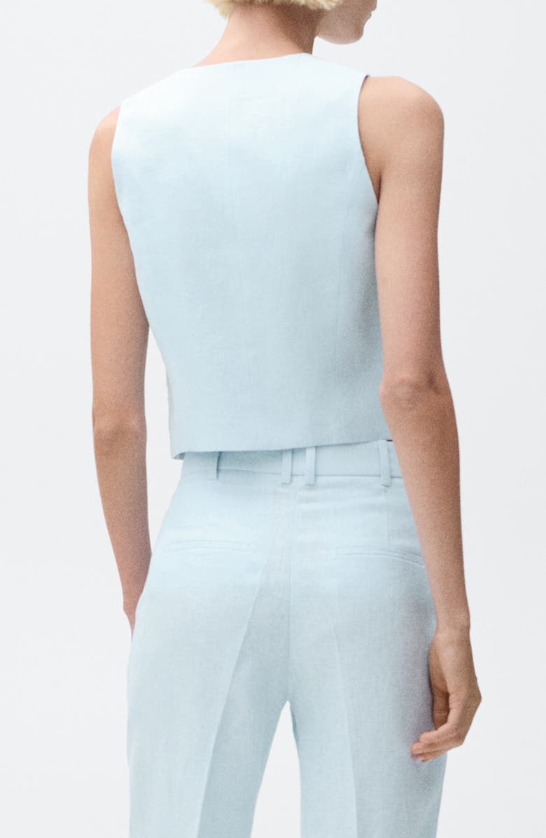 MANGO Linen Vest, Alternate, color, Sky Blue