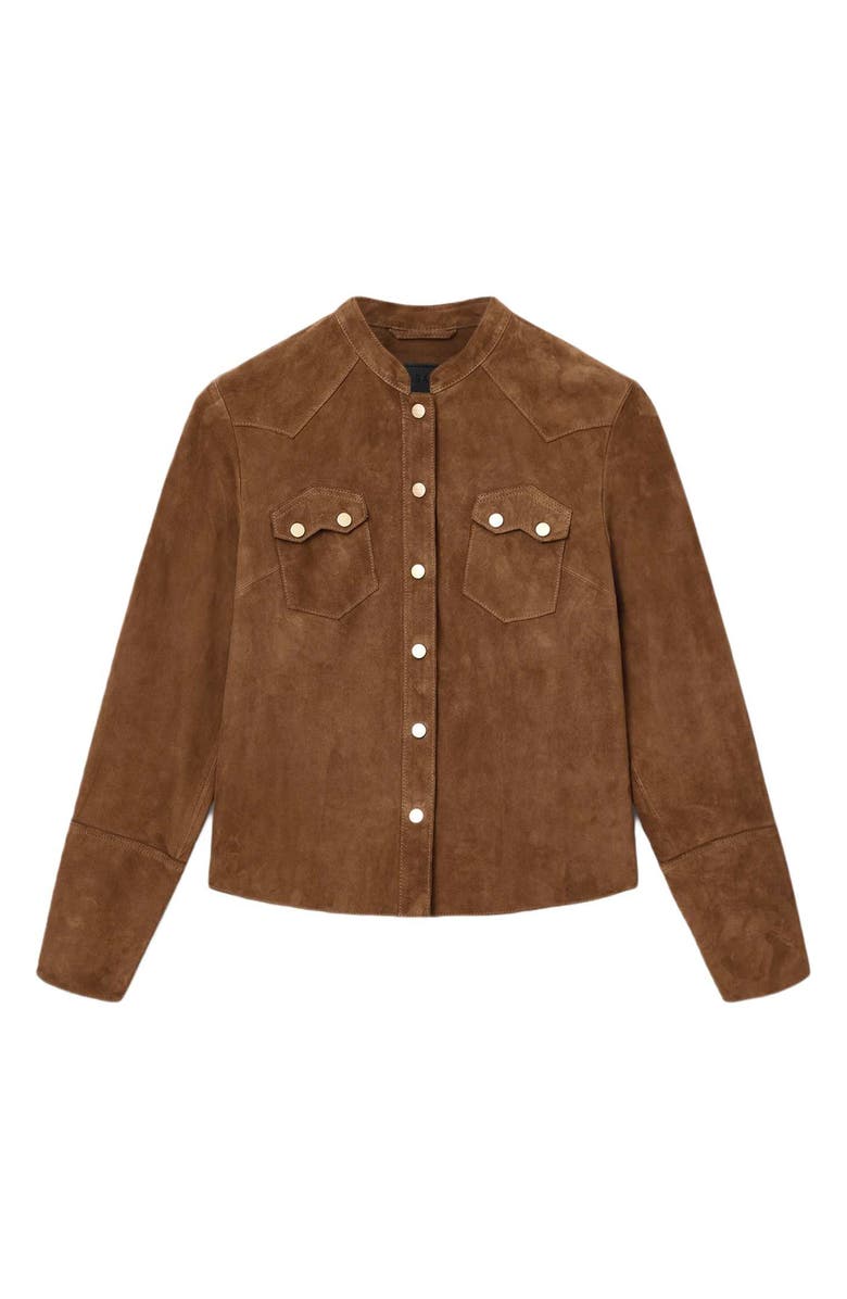 AllSaints Rock Suede Snap-Up Shirt, Alternate, color, 