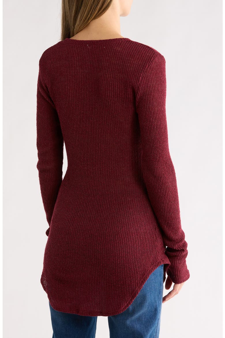 V-Neck Long Sleeve Knit T-Shirt, Alternate, color, CHILI OIL