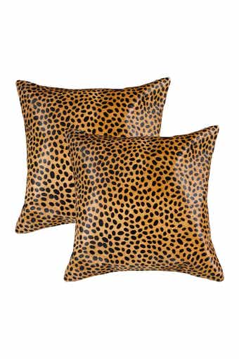 Natural 2-Pack Torino Togo Genuine Cowhide Pillow 18" x 18" - Cheetah