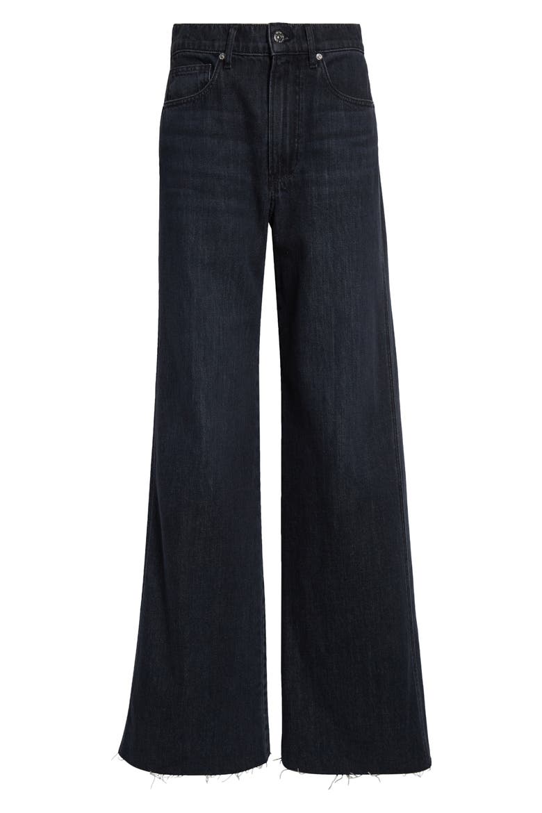 Kasey Raw Hem Mid Rise Wide Leg Jeans, Alternate, color, ASH ONYX