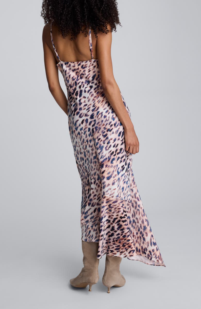 Kenneth Cole Abstract Animal Print Cowl Neck Asymmetric Dress, Alternate, color, Russet Multi