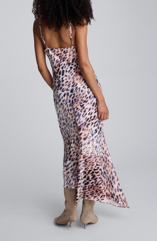 Kenneth Cole Abstract Animal Print Cowl Neck Asymmetric Dress In Multi