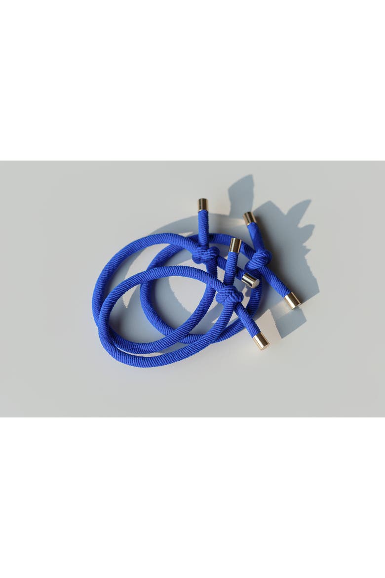 Knotty Girl Hair Tie - White - Set of 3, Main, color, Cobalt Blue