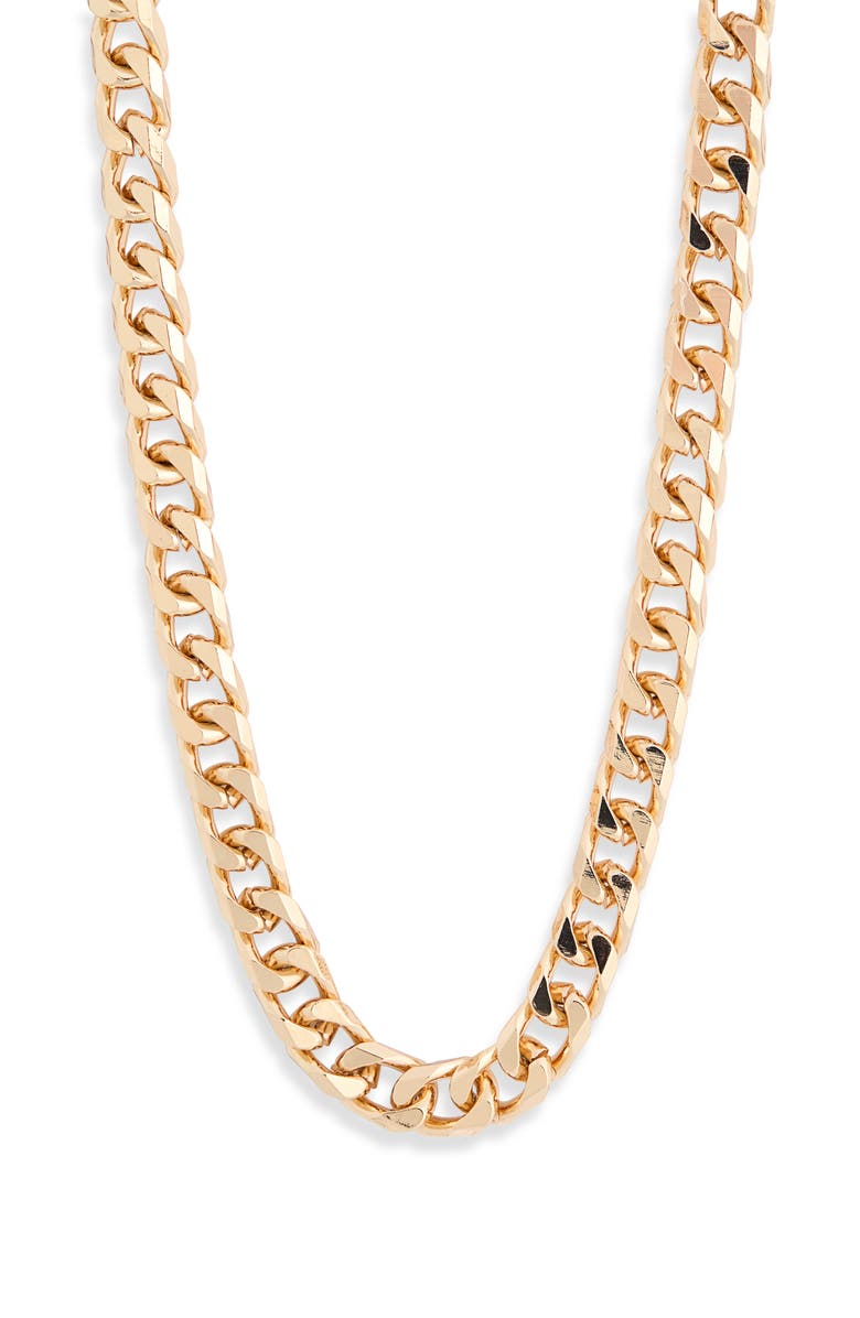 Steve Madden Curb Chain Necklace, Alternate, color, Shiny Gold