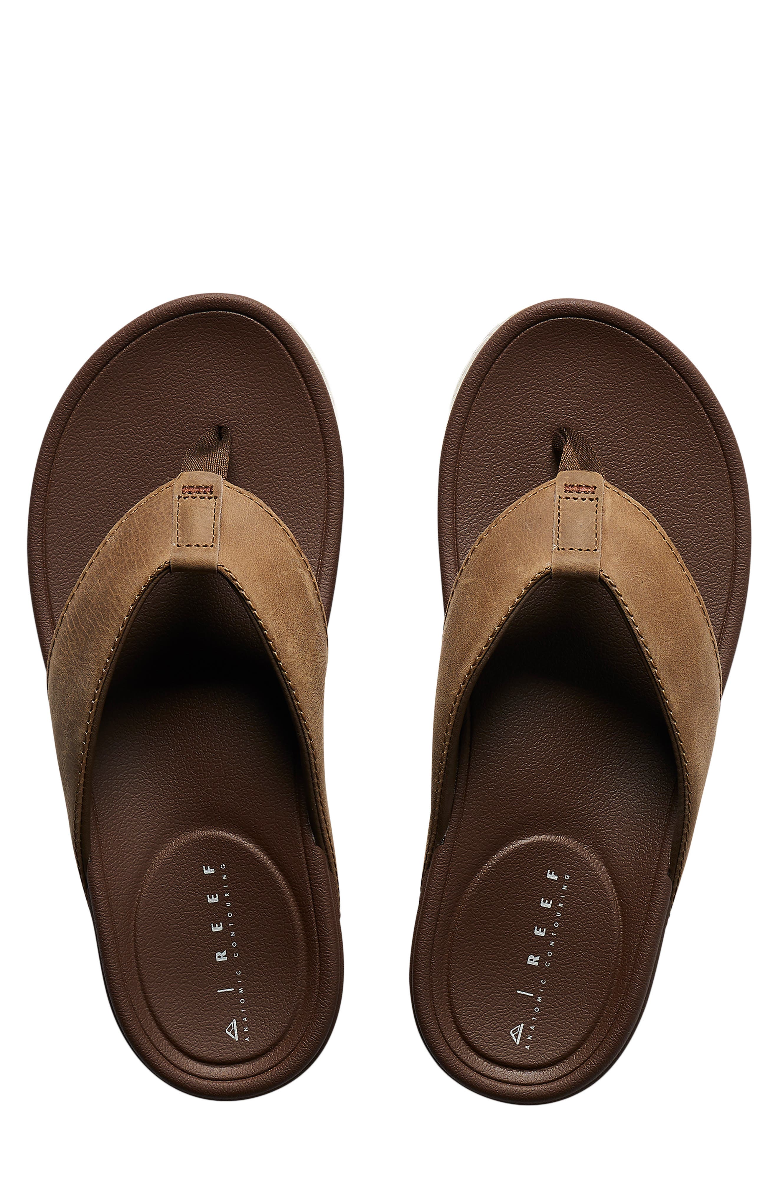 Reef Cushion Bonzer Leather Flip Flop, Alternate, color, Toffee