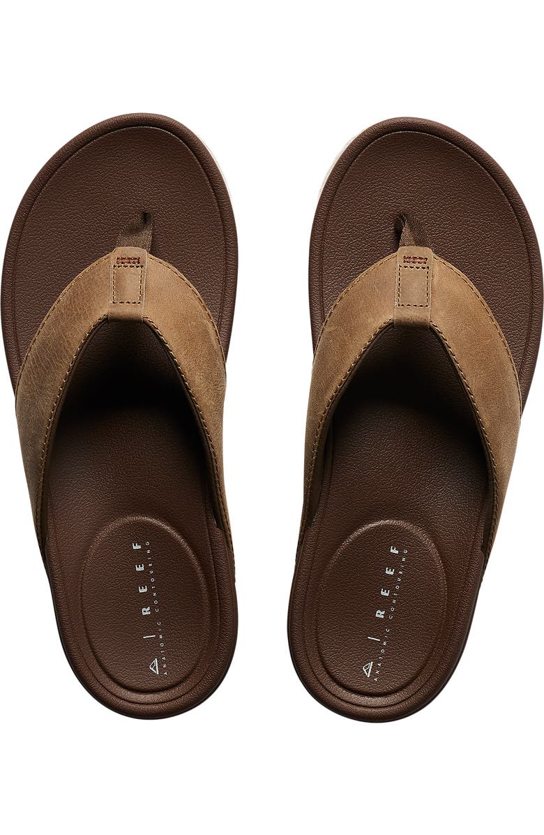 Reef Cushion Bonzer Leather Flip Flop, Alternate, color, Toffee