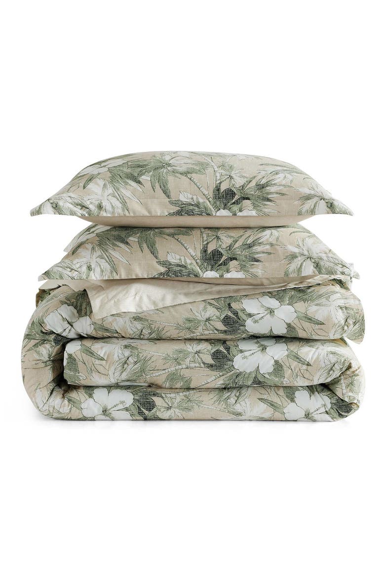 Beachway Blooms Comforter & Pillow Sham Set, Main, color, LIGHT BEIGE/ GREEN