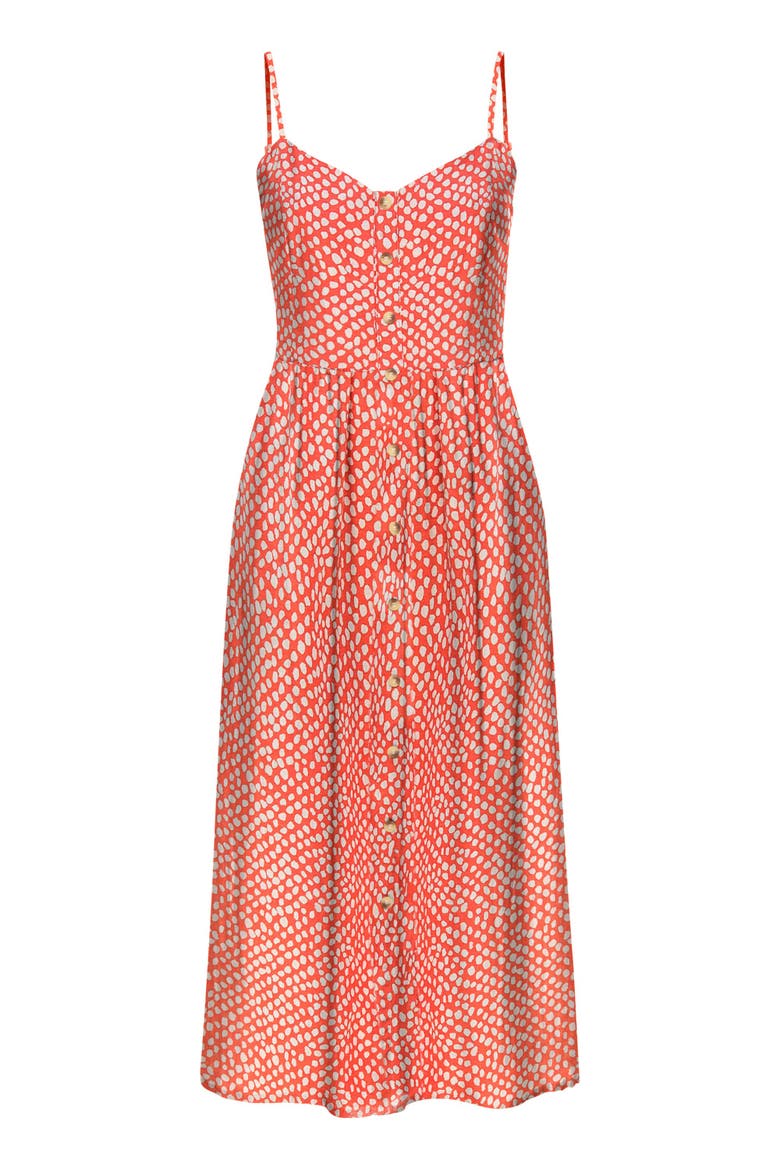 Button Up Panel Dress, Alternate, color, Red Ivory