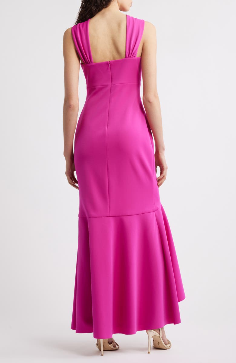 Eliza J Cross Neck High-Low Evening Dress, Alternate, color, Hot Pink