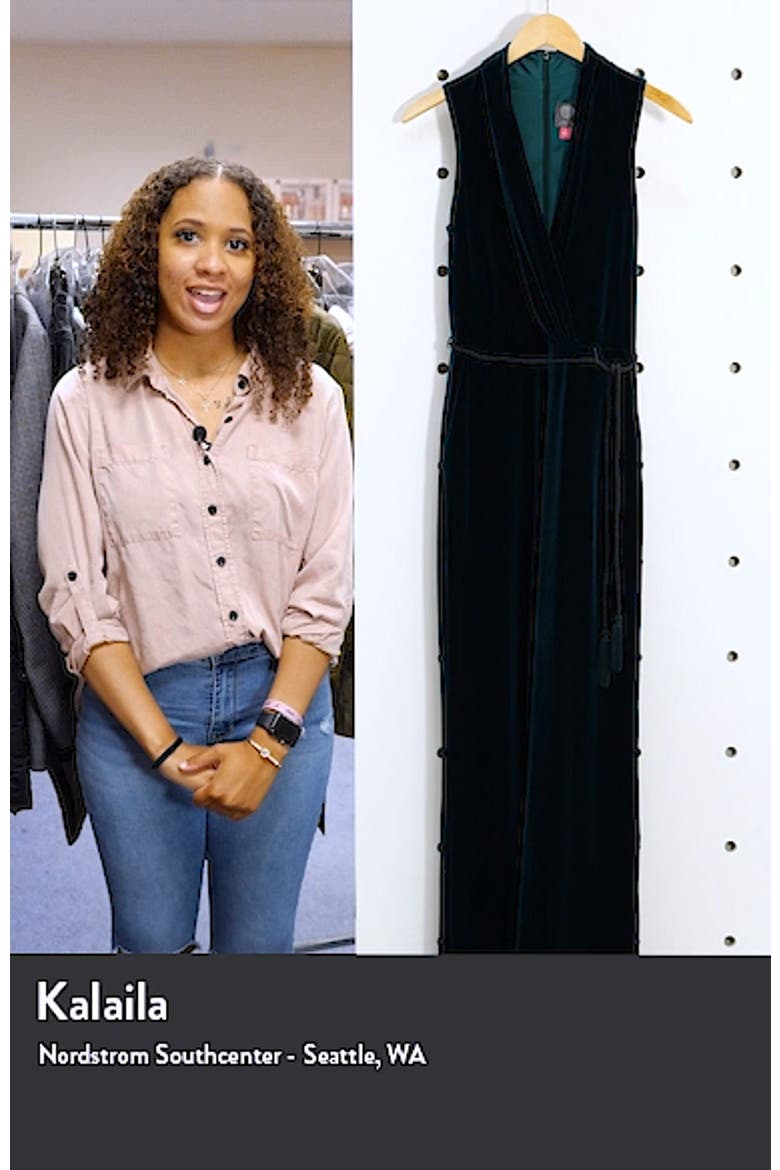 Vince Caputo Surplice Sleeveless Velvet Jumpsuit video