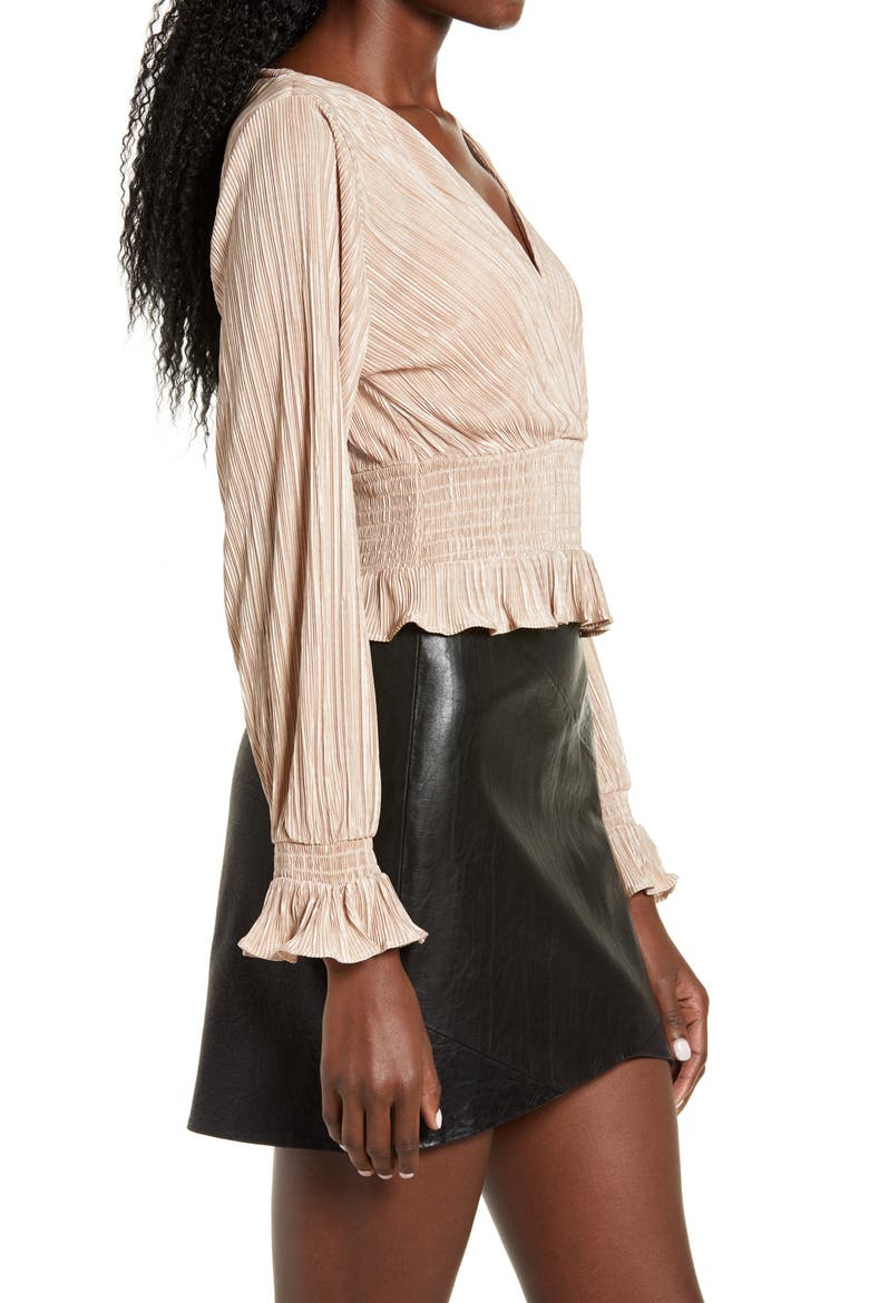 Plissé Smocked Top, Alternate, color, TAN TAUPE