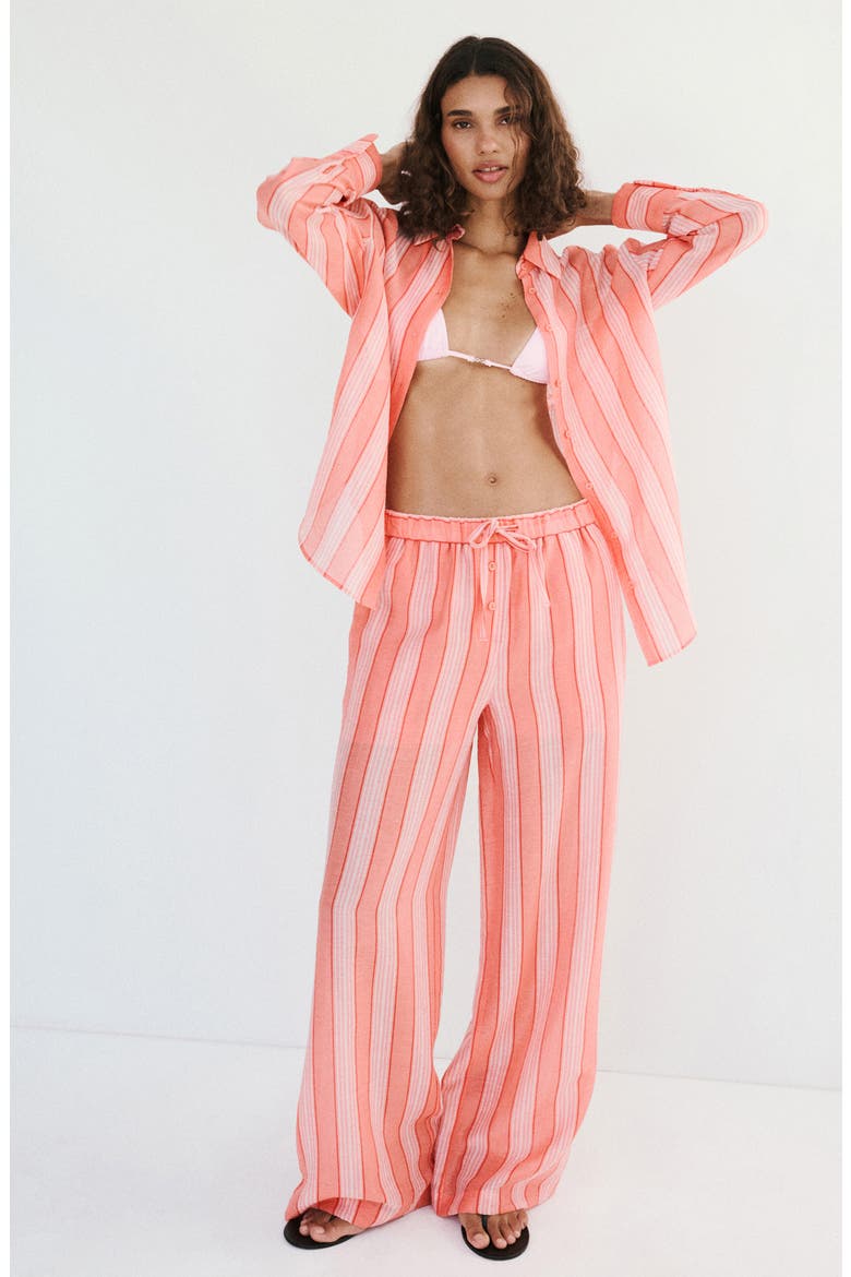 Straight Fit Stripe Pants, Alternate, color, ORANGE