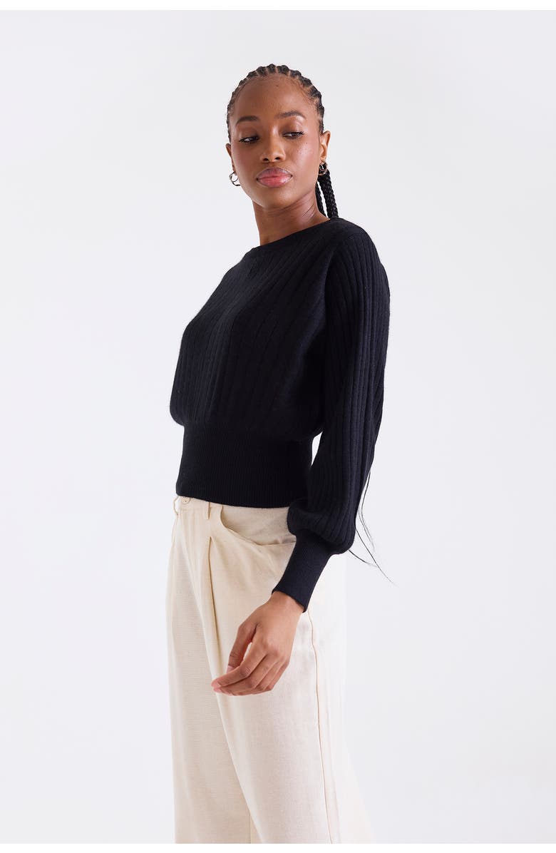 1982 Rosa Ribbed 100% Cashmere Sweater, Alternate, color, Black