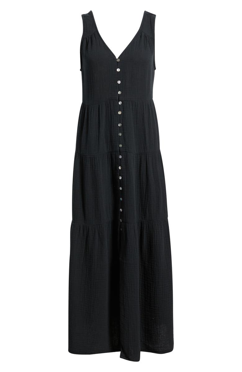 Marine Layer Corrine Texture Sleeveless Tiered Organic Cotton Maxi Dress, Main, color, 
