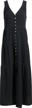 Marine Layer Corrine Texture Sleeveless Tiered Organic Cotton Maxi Dress