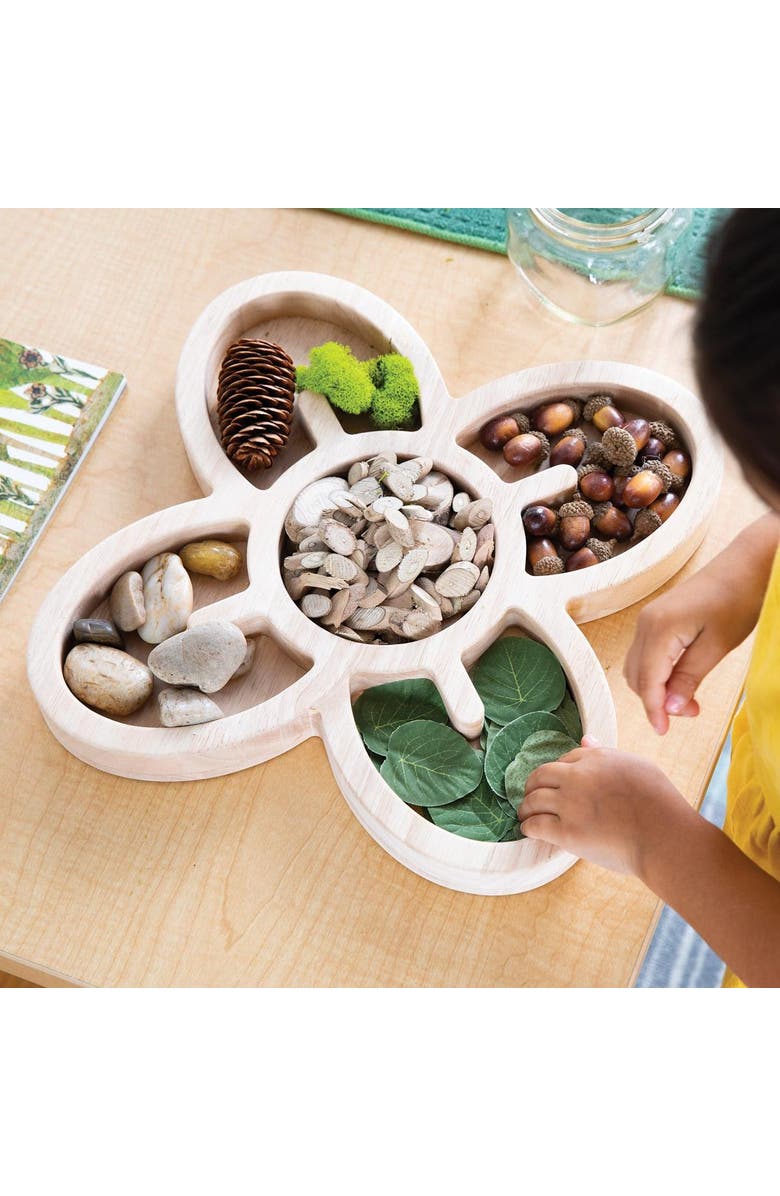 Kaplan Early Learning Company Loose Parts Organic Wooden Trays - Set of 3, Alternate, color, Beige