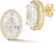 GLAZE JEWELRY Oval Cubic Zirconia Halo Stud Earrings