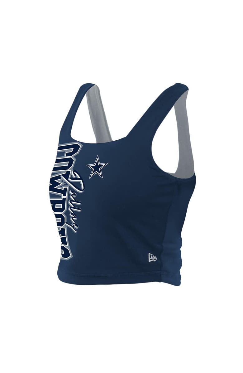 New Era Women's New Era Navy/Gray Dallas Cowboys Reversible Cropped Sport Classics Tank Top, Main, color, Navy