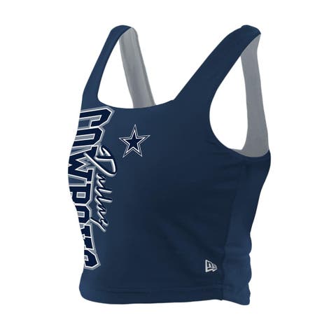 Women's New Era Navy/Gray Dallas Cowboys Reversible Cropped Sport Classics Tank Top