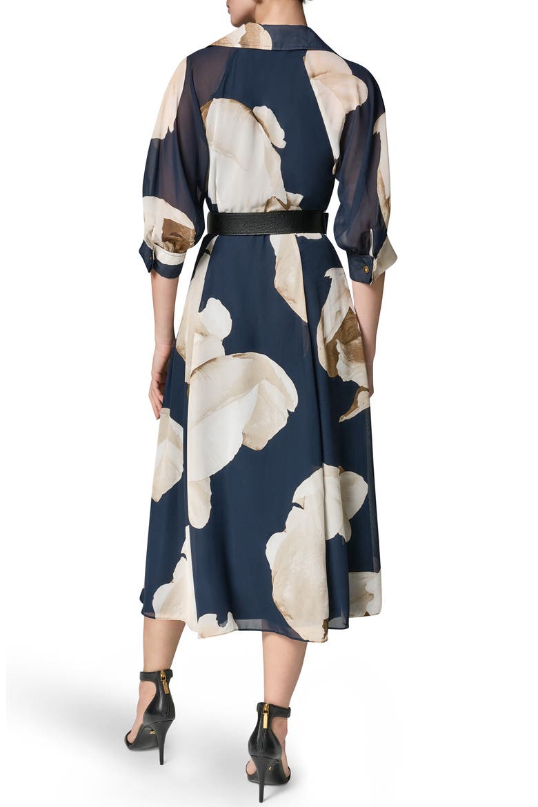 Floral Print Chiffon Midi Shirtdress, Alternate, color, NIGHT SKY