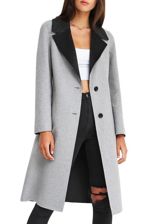 BELLE AND BLOOM Lex Two-Tone Wool Blend Coat