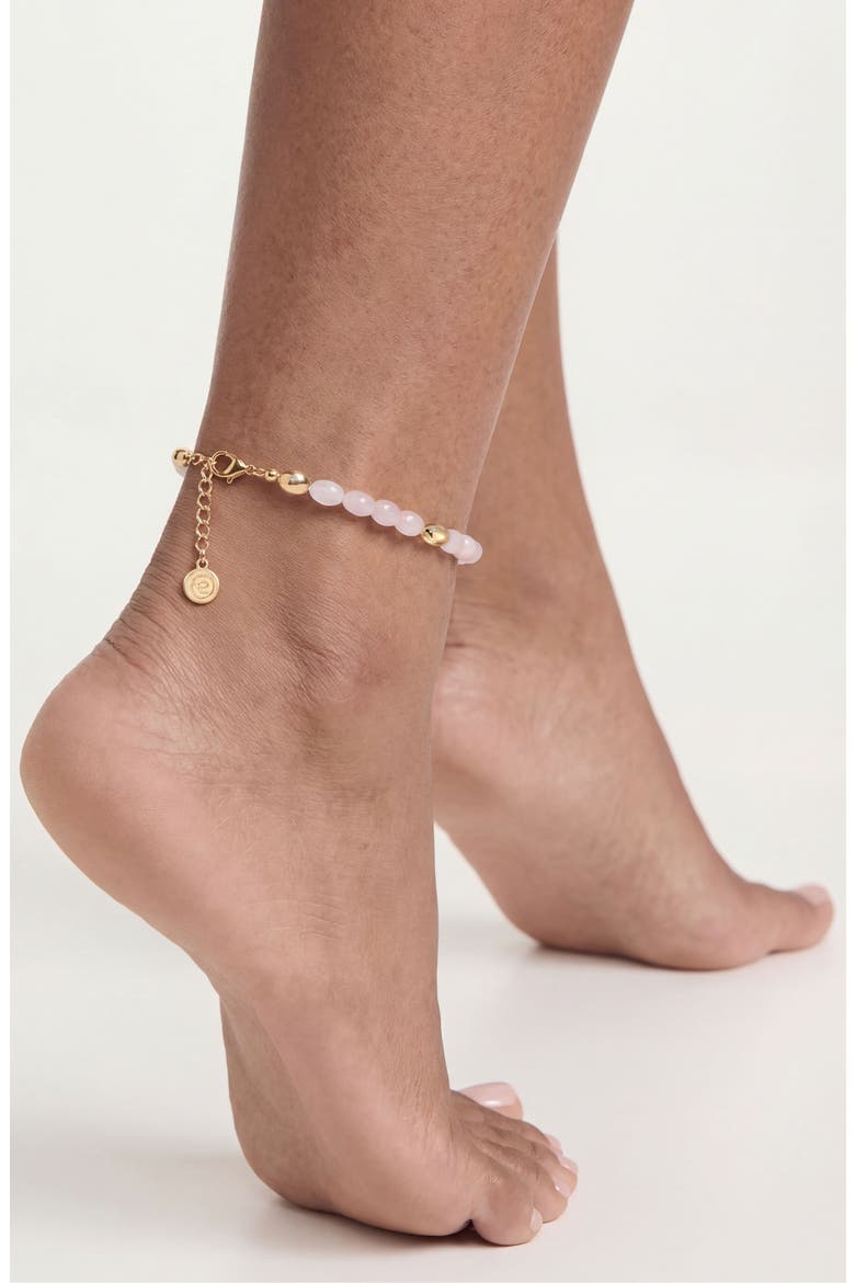 Freshwater Pearl Pebble Anklet, Alternate, color, ROSE QUARTZ