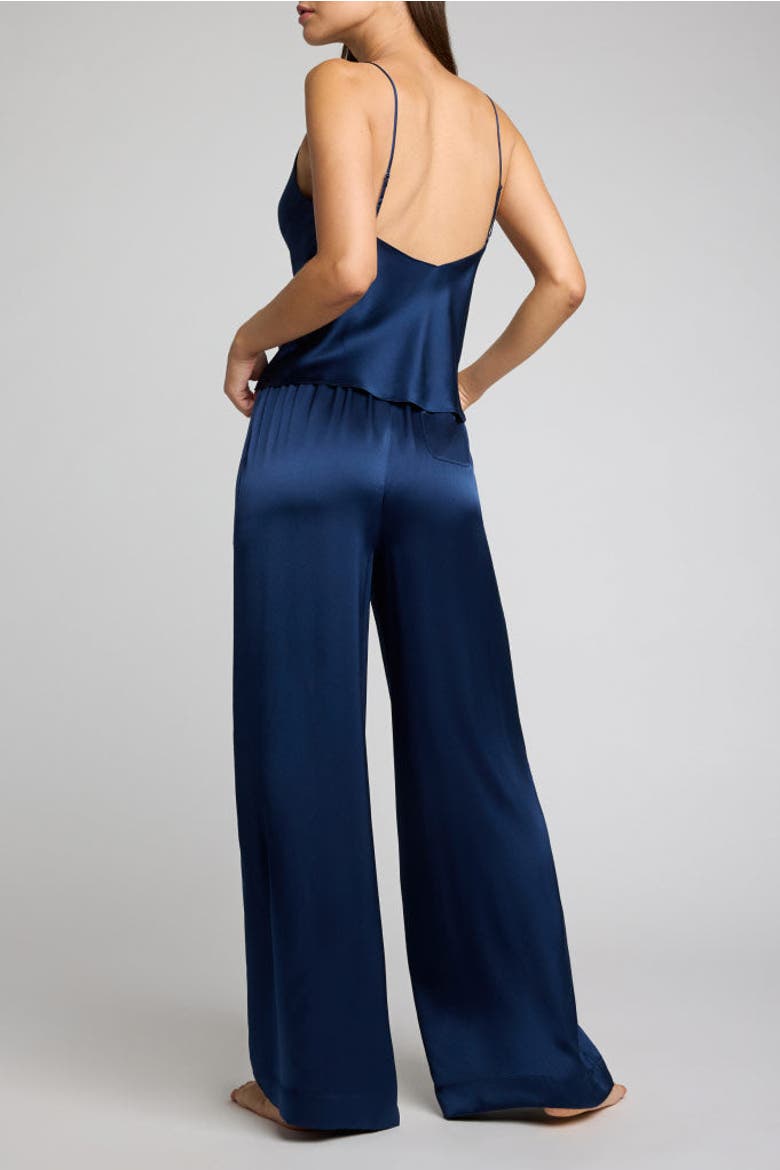 Eclipse Washable Silk Track Pant, Alternate, color, Navy