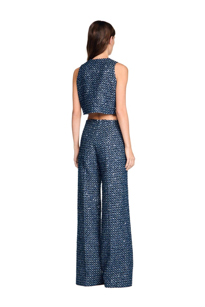 Sequin crop top, Alternate, color, Navy blue