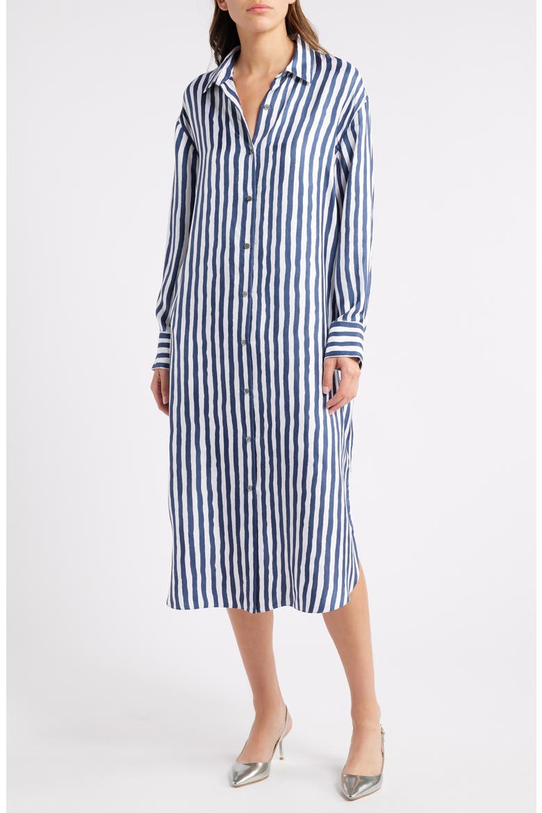 Painter Stripe Long Sleeve Silk Maxi Dress (Women) | Nordstromrack