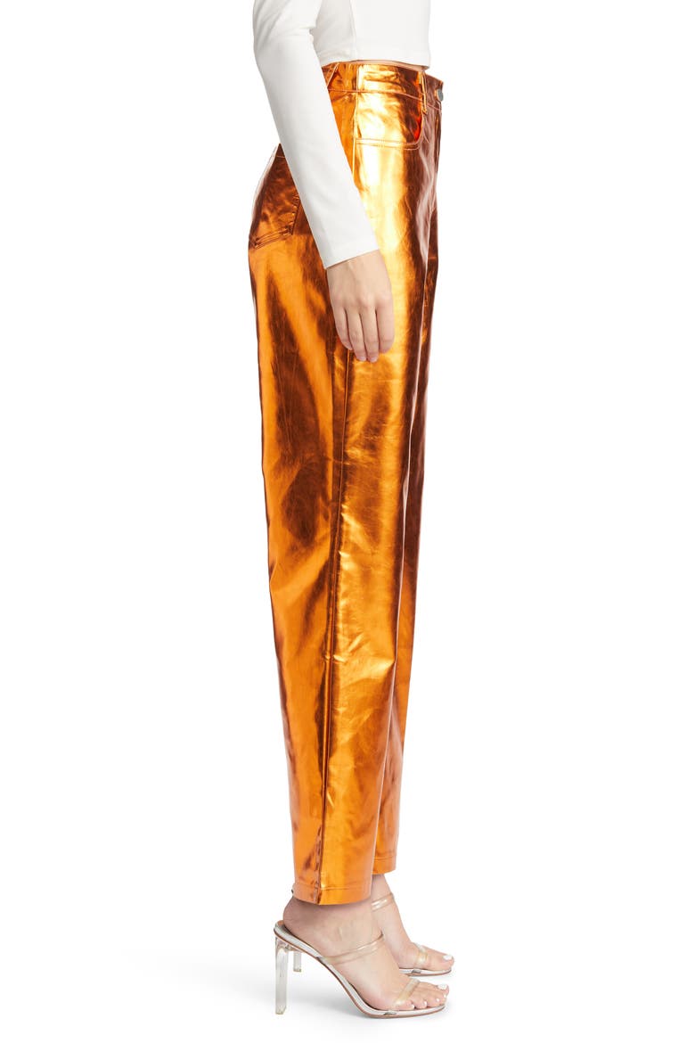 Shiny Straight Leg Pants, Alternate, color, BRONZE