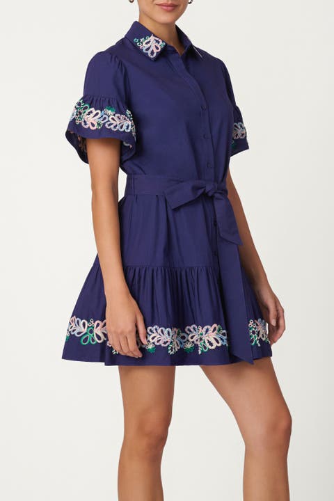 Beaded Cotton Poplin Lima Dress