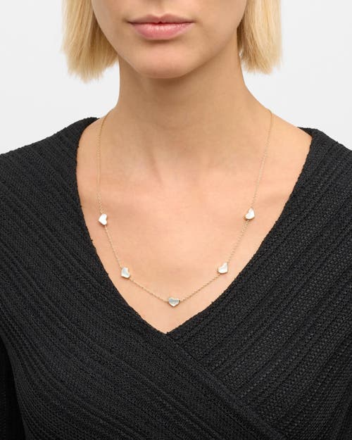 Jan Leslie Five Station Heart 30" Necklace Set In Sterling Silver With 18k Gold Overlay In White
