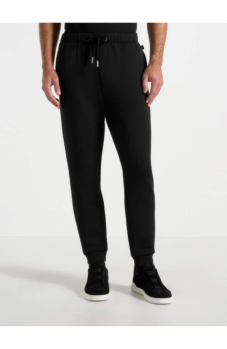 Manière De Voir Neoprene Minimal Tapered Fit Cuffed Joggers, Alternate, color, Black