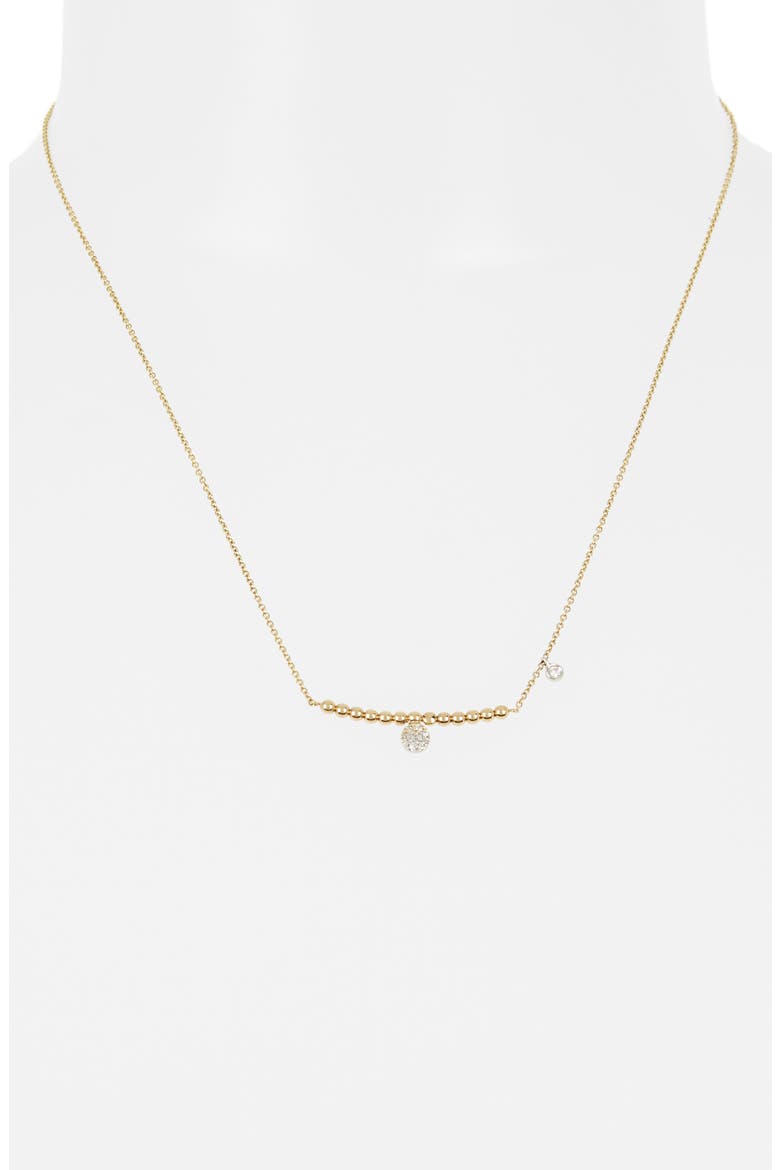 Ball Chain Bar Necklace - 0.1ct., Alternate, color, TWO TONED YELLOW GOLD