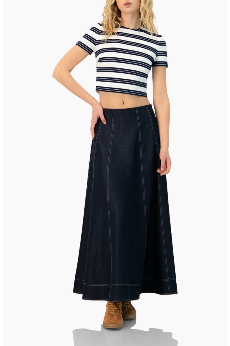 Wide Denim Midi Skirt, Alternate, color, Navy Blue